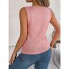 HNXC Spring and Summer Button V-neck Cutout Sleeveless Top, Vacation Knitted Sweater for Women