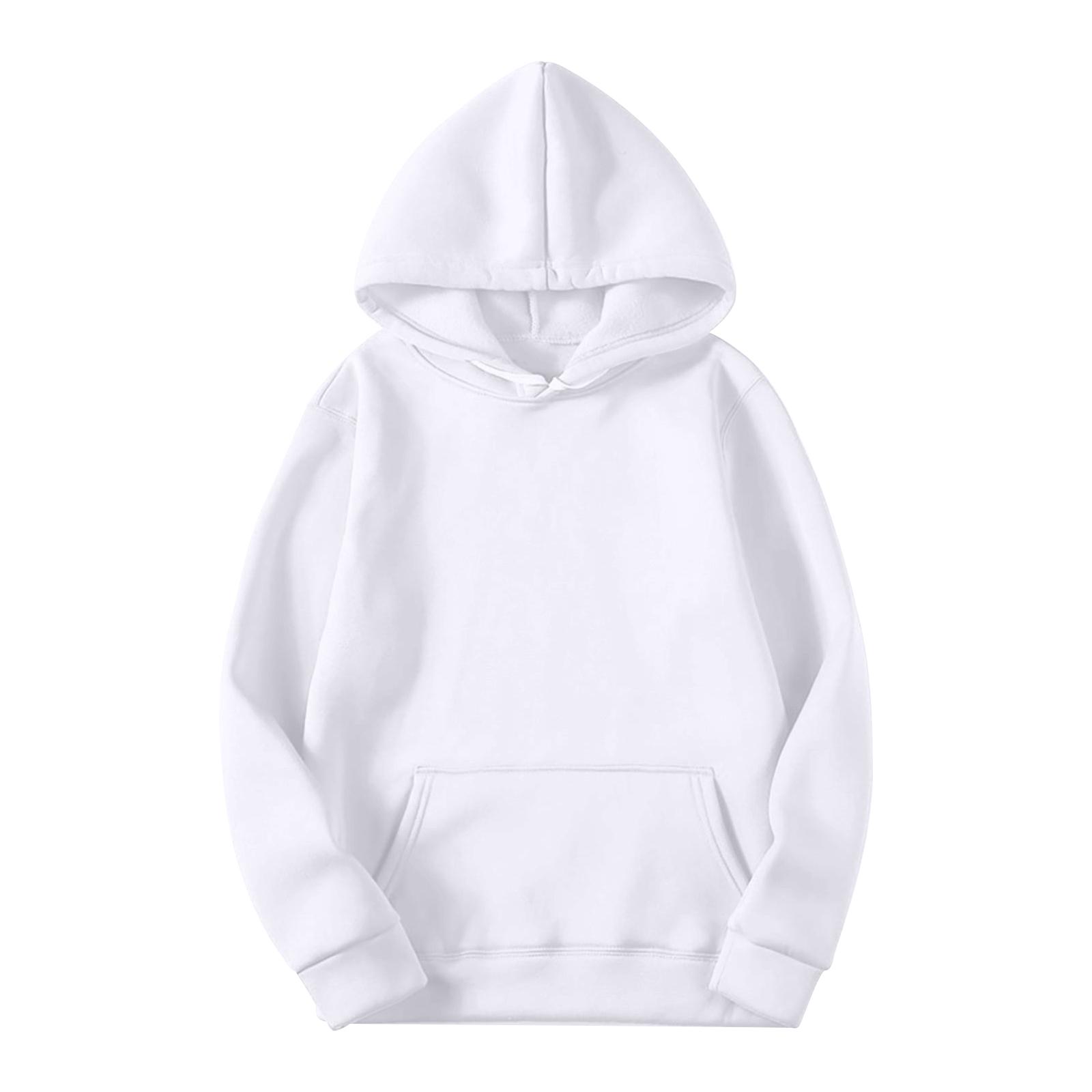 SuJu Heren Casual Los Sweatshirt Kleur Trekkoord Grote Zak Hoodie Sport Sweatshirt XL wit
