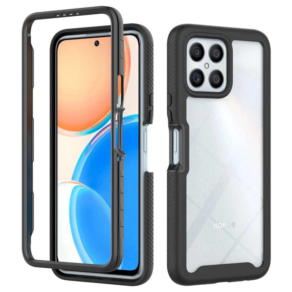 Heavy Duty Armor Shockproof Phone Case For Honor X8 X8a X6 4G 70 Lite Soft TPU Frame Hard Plastic Transparent Acrylic Back Cover