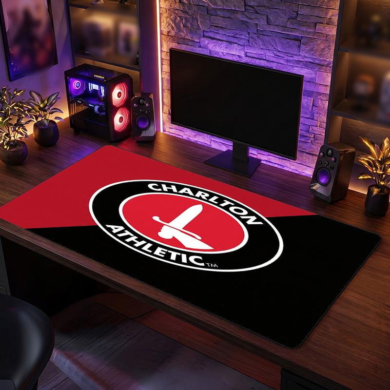 Charlton Athletic FC Theme Pattern Mouse Pad, Soccer Logo Design XXL Gaming Desk Mat Non-Slip Computer Mouse Pad