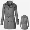 Men's Mid-Length British Style Wool Trench Coat with Belt for Autumn/Winter