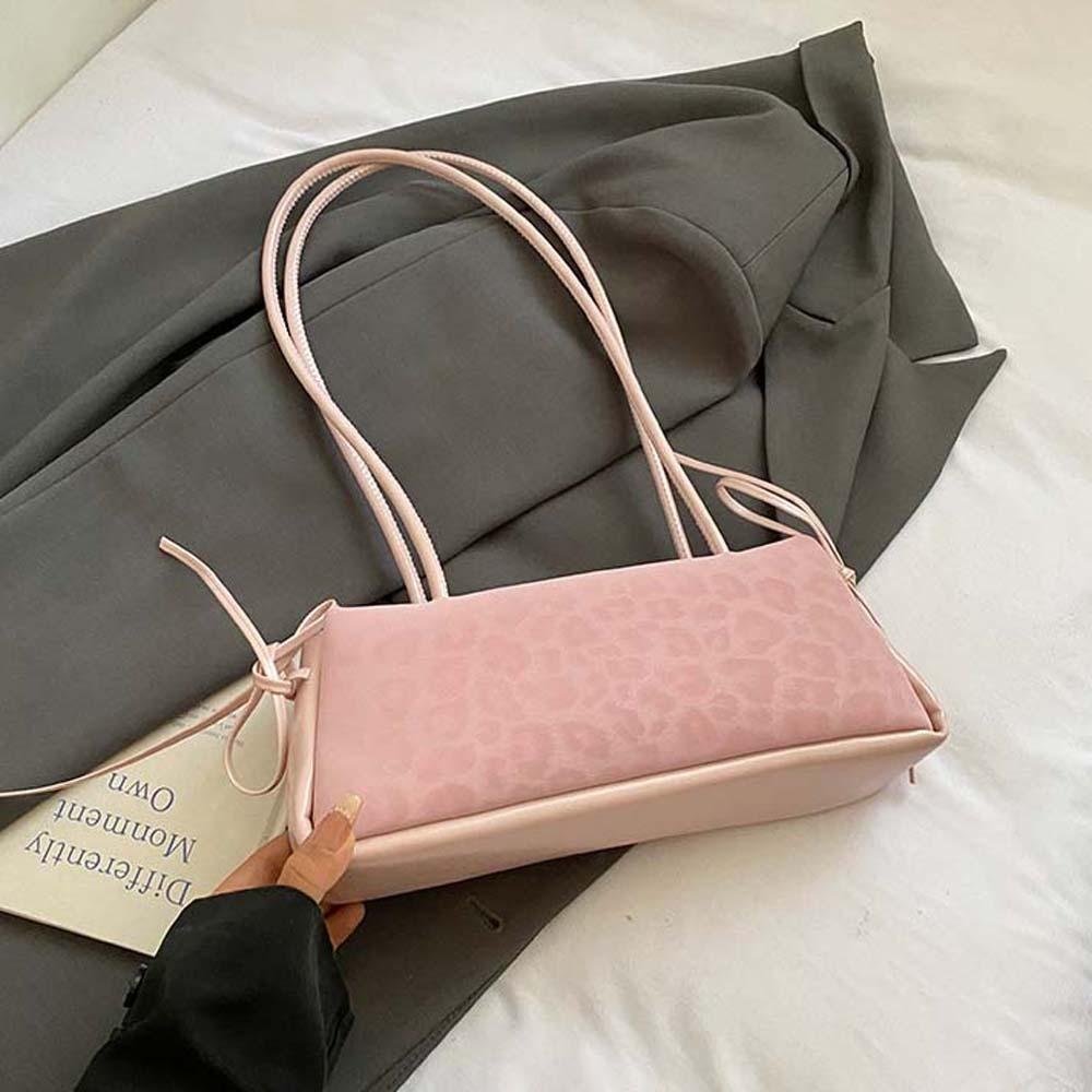 Sweet French Stick Handbag Bow Ribbon PU Shoulder Bag All-match Leopard Print Underarm Bags  Travel