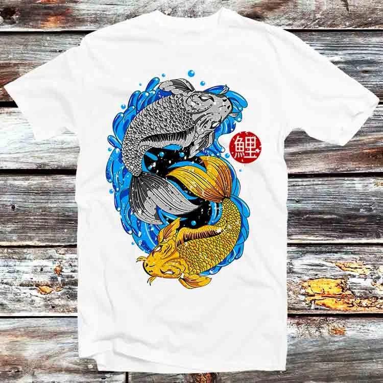 Unisextahan Ikan Koi Fish Japan Yin Yang T Shirt B825 XL