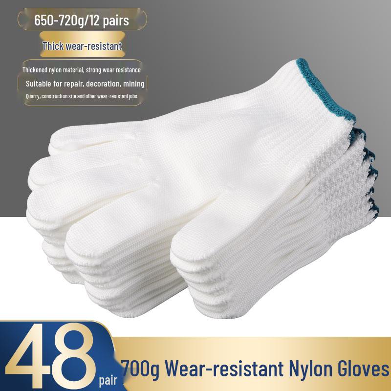 Men's Non-Slip Work Gloves - Durable, Wear-Resistant, Thickened Cotton Yarn & Nylon for Construction.