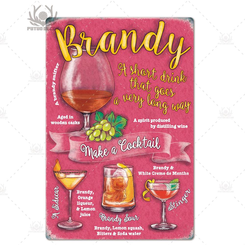 Putuo Decor Tin Signs Plaque Metal Vintage Cocktail Metal Sign Wall Decor for Man Cave Bar Club Iron Painting Decorative Plate