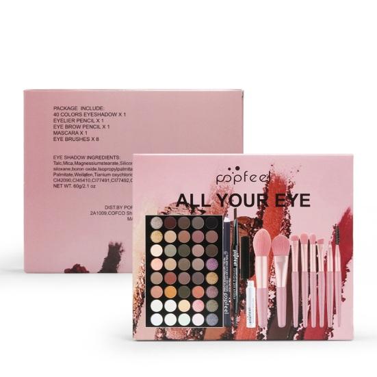 1 Set 40 Color Eyeshadow Palette Mascara Eyeshadow Brush Eyeliner Eyebrow Pencil Combo Set Beginners Shading Contouring Full Face Eye Make Up Tool