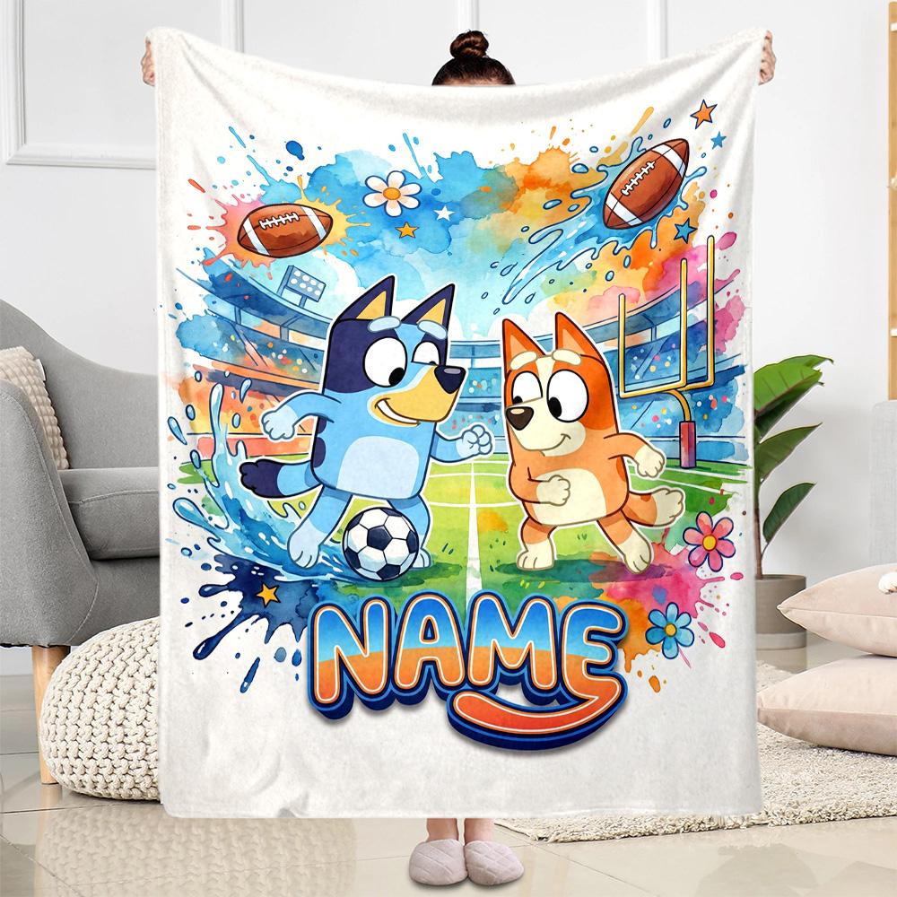 Football Fun Personalized Text Blanket Lightweight Customizable Blanket Warmthful Decor Suitable for Office Seaside Living Room Office Chair