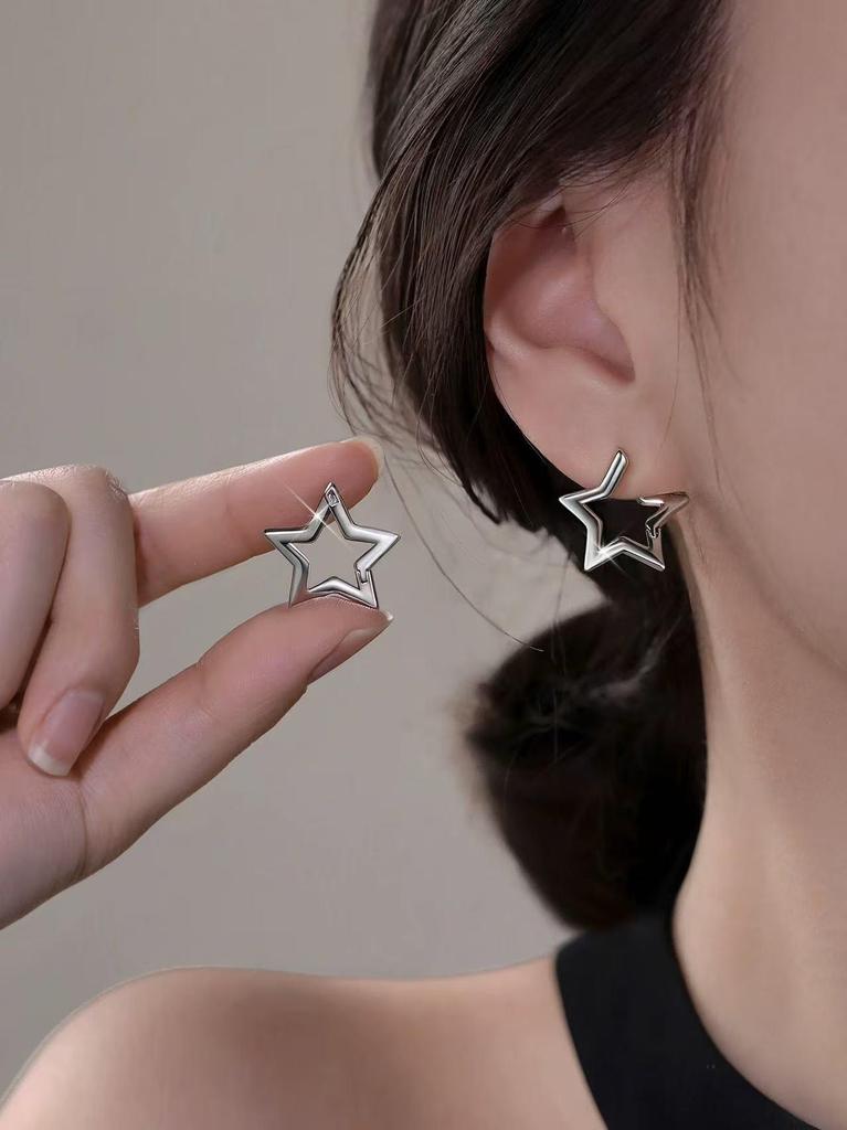 925 Sterling Silver Star Earrings for Women - New 2025 Elegant, Light Luxury Studs