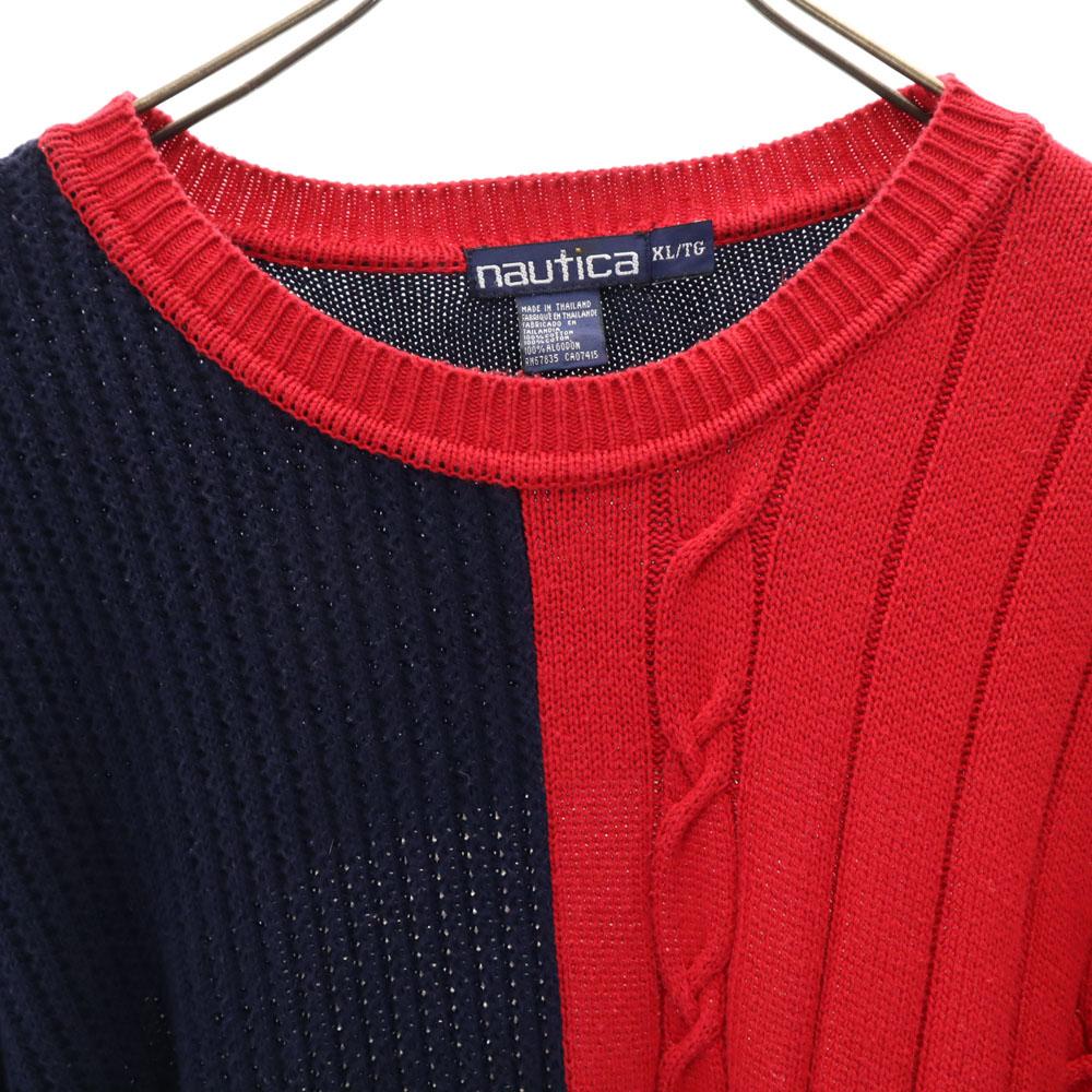 Nautica 90s Old Long Sleeve Sweater XL Navy Other Cable Knit Men's Used