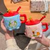 Birthday Gifts for Girls Cute Radish Rabbit Ceramic Mug with Lid Spoon Girlfriend Practical Gift Souvenir