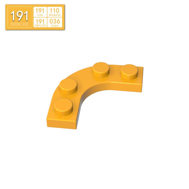 

BRICKE 68568 3x3 Curved Round Corner Plate Compatible with LEGO MOC Parts темно-жовтий колір