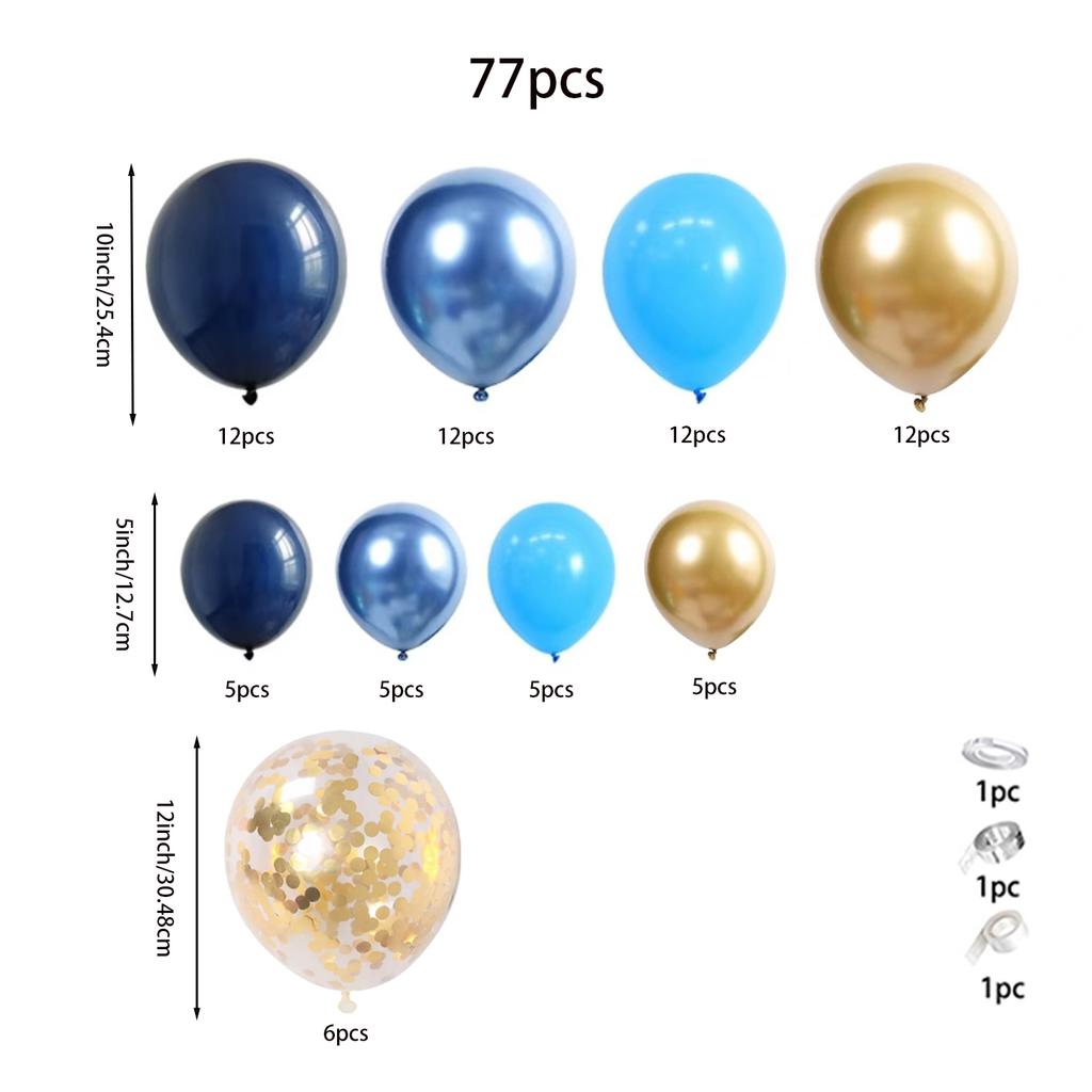 Blau Metallic Luftballongirlande Set Goldener Luftballonbogen Geburtstagsparty Dekoration Hochzeit Geburtstag Taufe