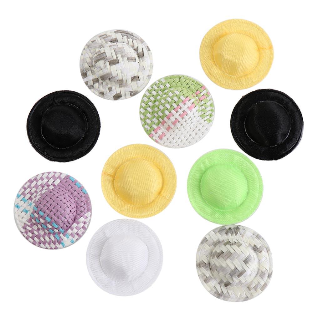 10PCS Mini Mini Cotton Doll Hat Hand Weaved Doll House Ornament Mixed Styles Small Cap Girls Gift