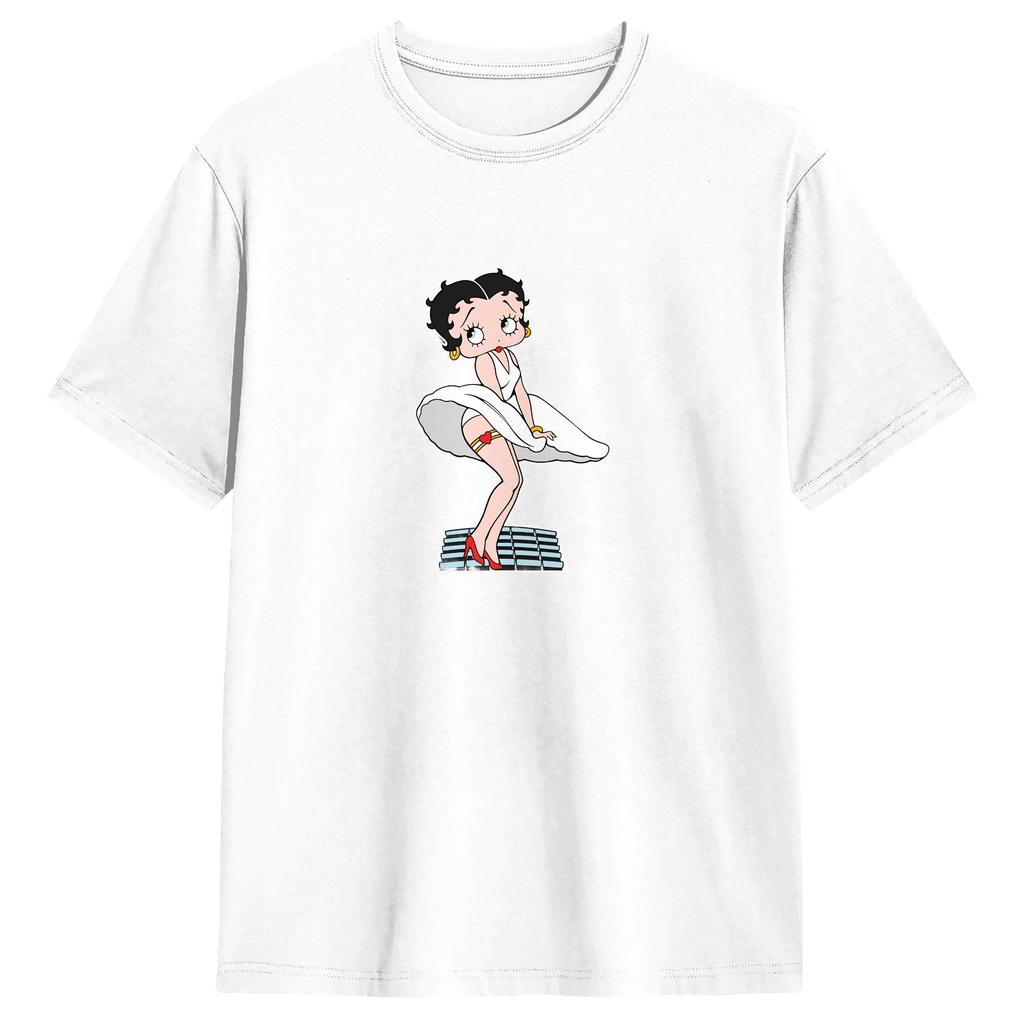 Oversized TShirt Summer Bettys Boop Hip Hop TShirts Cotton Tee Shirt for Unisexs YK Funny Short Sleeve Tees