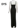 Women's Cami Lace Bodycon Maxi Dress Spaghetti Strap Sleeveless Split Long Dress Sexy Low Cut Evening Dress for Cocktail Party Nightclubs