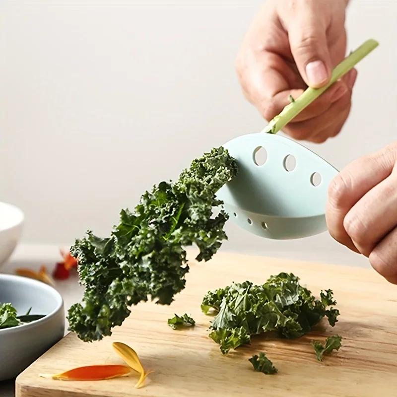1pc Leaf Peeler, Kitchen Vegetable Leaf Peeler, Kale Beet Kale Thyme Basil Rosemary Plastic Leaf Peeler, Leaf Peeler Tools