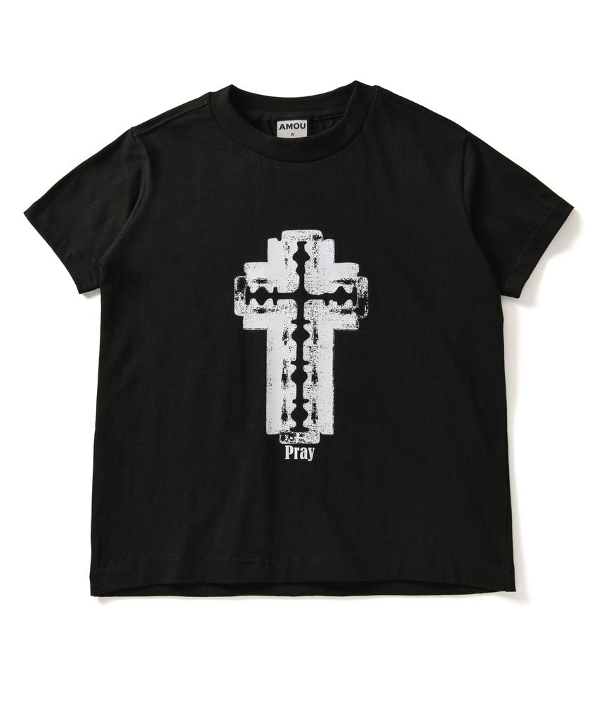 AMOU Razor Cross Half T-Shirts Black