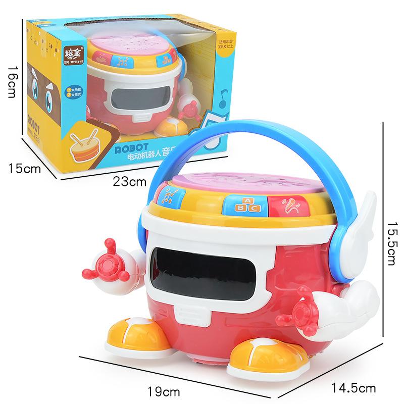 Lighting And Music Projection Hand Drum, Electric Multi-Functional Early Education Universal Robot, Infant And Children'S Toys