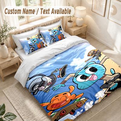 Gumball Bedding Set, 1 Duvet Cover & 2 Pillowcases Soft Comfortable Bedroom Home Textile Decor