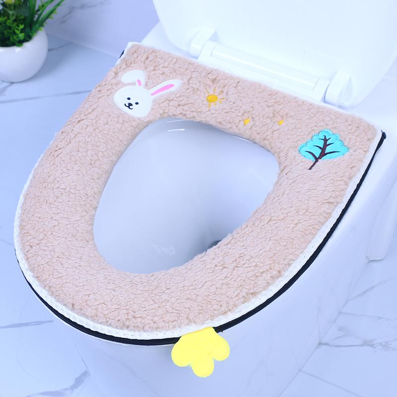 

Toilet seat cushion thickened household four-season comfortable seat cushion toilet cover buckle zipper seat cushion коричневий