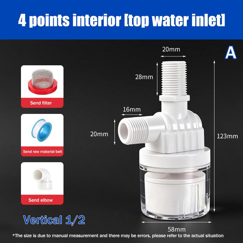 Torre valvola di controllo automatico del livello dell'acqua da 1/2" 3/4" con sfera galleggiante installata all'interno del serbatoio, ingresso e uscita senza spina.