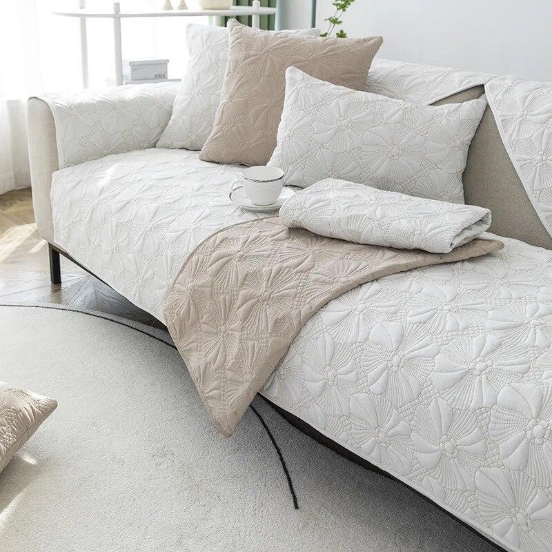 Jacquard Sofa Cushion Non-Slip Thickening Sofa Cover Cushion Plush Living Room Sofa Cover Universal Solid Color Sofa Towel Seat