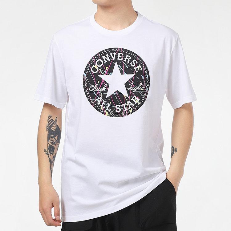Converse CHUCK TAYLOR T Shirts Men's White Crew Neck Moderate Straight Fit 10021506-A03