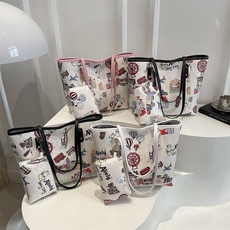 Spring Fashion Printed Graffiti Bag Women's Large Capacity Commuter Retro Fashion Premium Textured Shoulder Bag