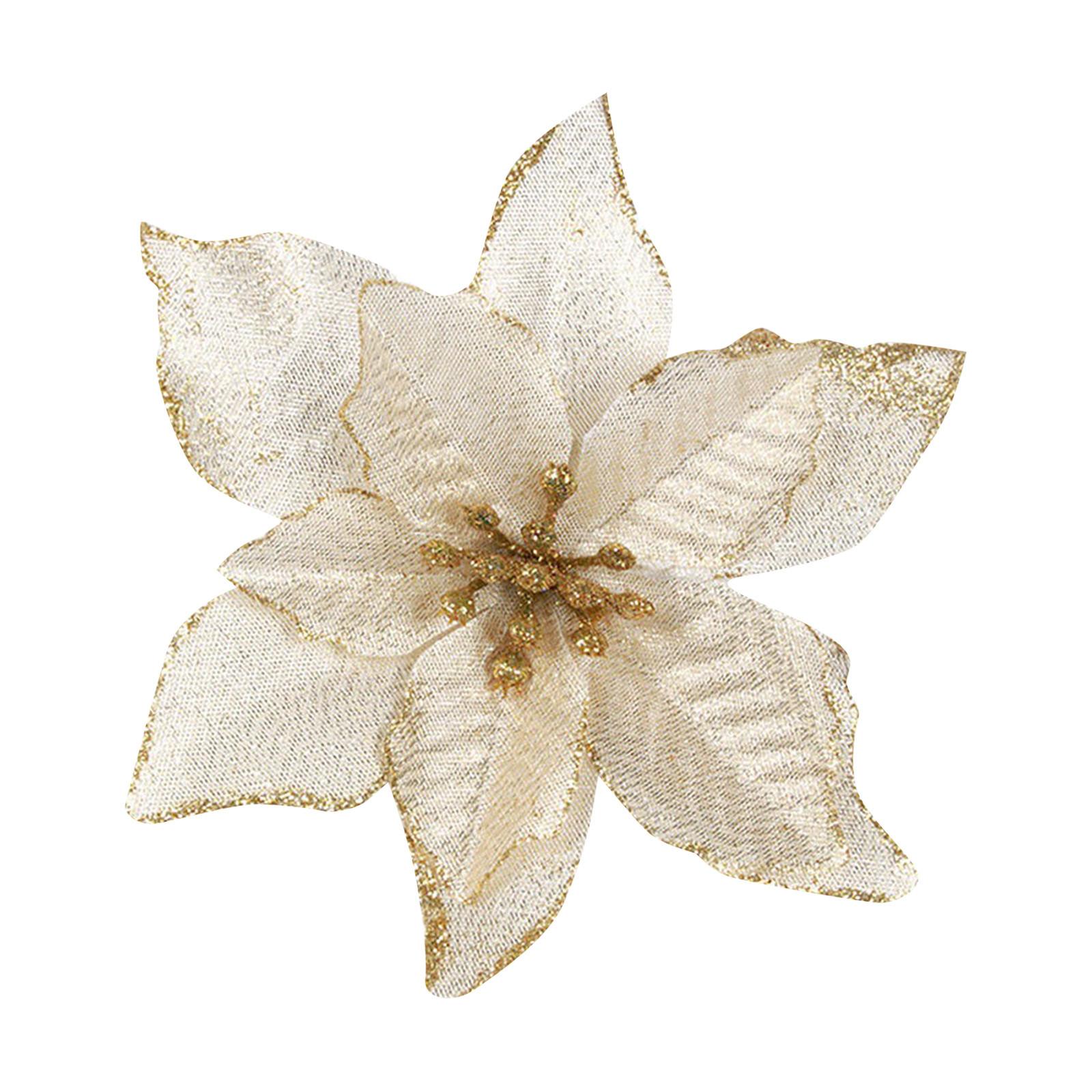 

Блестящие рождественские цветы, искусственные цветы, веселые рождественские украшения, украшения для дома, елочные украшения, 12 шт. One Size золотой