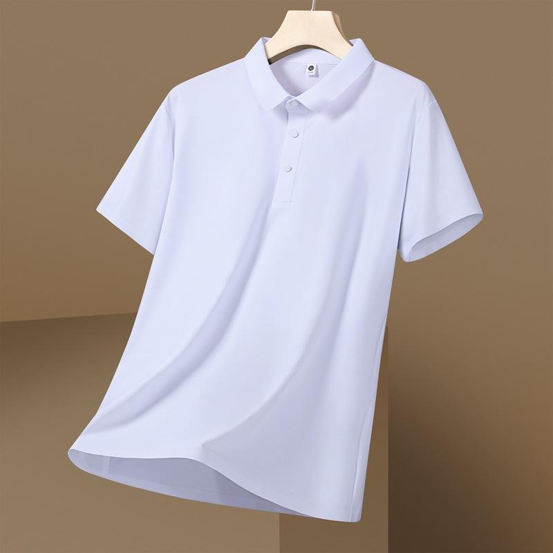Seamless Ice Silk Polo Shirt T-shirt Summer Lapel Solid Color Short-sleeved T-shirt Business