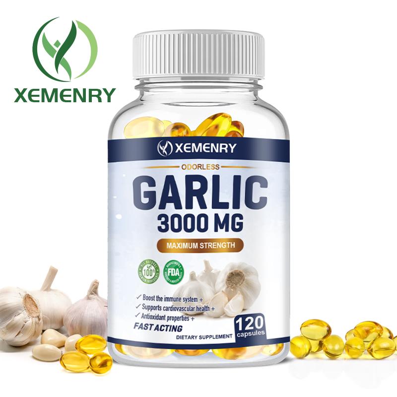 XEMENRY Odorless Pure Garlic Capsules, All-Natural, Boosts the Immune System, Suitable for Adults