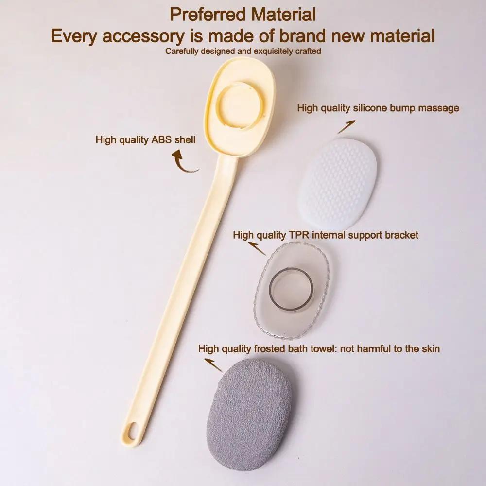 Anti Slip Back Scrubber for Shower Soft Bristles Long Handle Shower Brush Rubbing Body Scrubbing Body Exfoliating Dry Brush