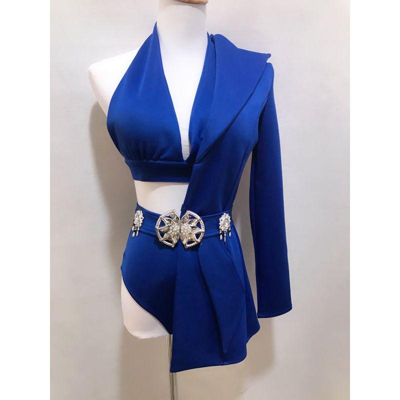 

Платье для выступлений гоу-гоу танцовщицы в ночном клубе, сценический костюм для клубной фестивальной атмосферы, многоцветный костюмный комплект Royal Blue L