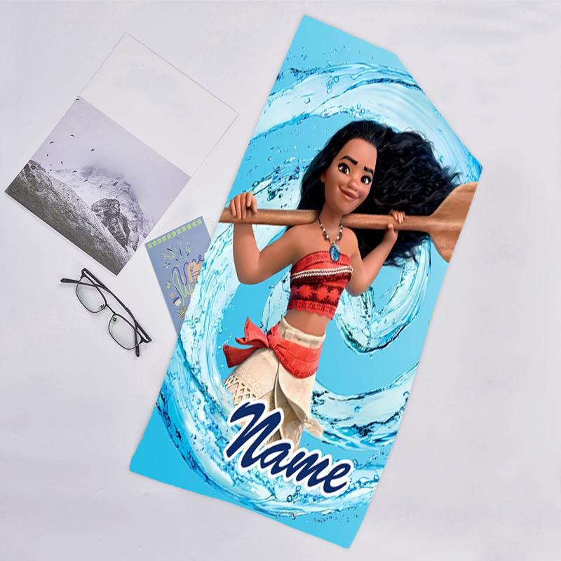 1pc Princess3 Beach Towel with Custom Name, Beach/Swimming/Bath/Picnic/Camping Towel, Suitable for Seaside Beaches