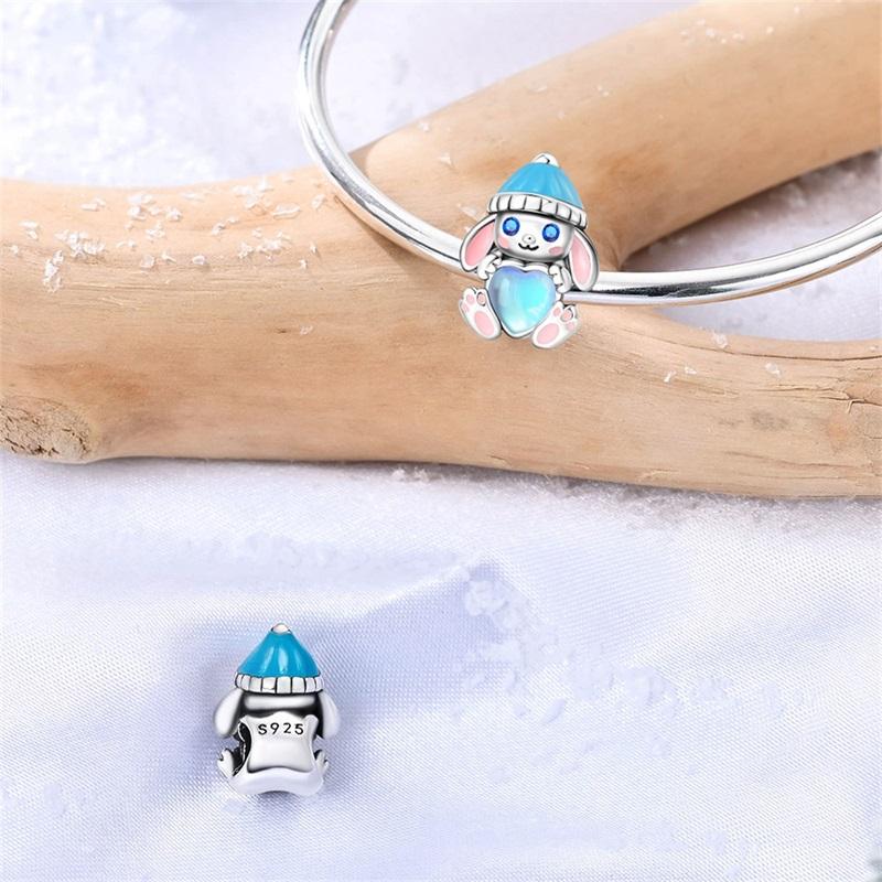 

Copper Charms Hat Bear And Rabbit Hug Blue Star Heart Beads Pendant Fit Original Bracelet Diy Jewelry For Women
