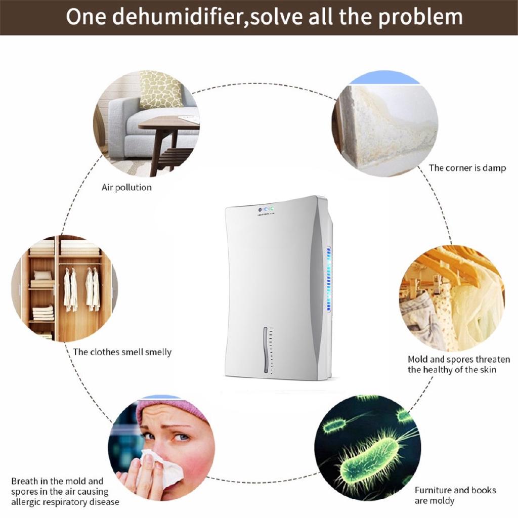 2200ml Dehumidifier Moisture Absorber Indoor Dehumidifier Basement Moisture Absorber Mute Timing External Water Pipe