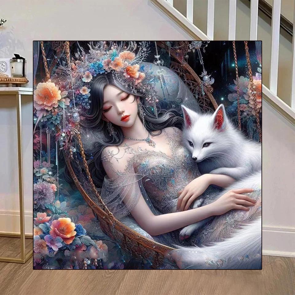 DIY 5D Diamant Malerei Neue Fuchs Fee Volle Runde Platz Diamant Mosaik Blume Stickerei Kunst Diamant Hause Dekoration