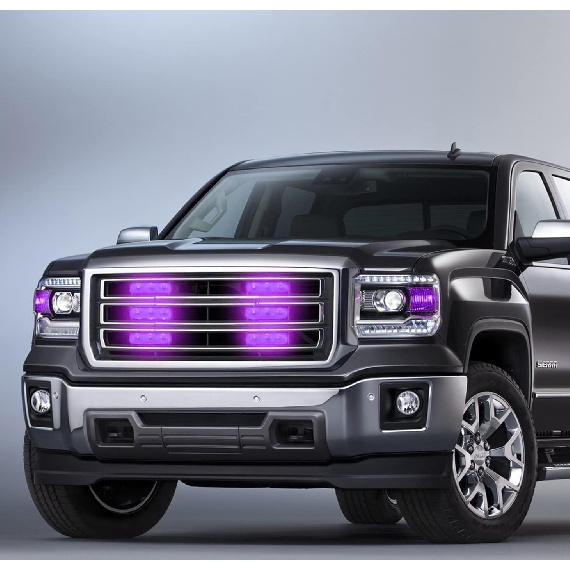 FXC (2PCS 3-LED Strobe Light Purple Waterproof Emergency Beacon Flash Lights,Purishion Caution Bar 12 Different Flashing Car SUV Pickup Truck Van…