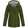 Women's Fashion Solid Color Hooded Loose Casual Waterproof Outdoor Jacket Lightweight Windbreaker Raincoat for Hiking Camping