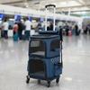 Double-Deck Pet Carrier Breathable Trolley Bag Telescopic Handle Cat Travel