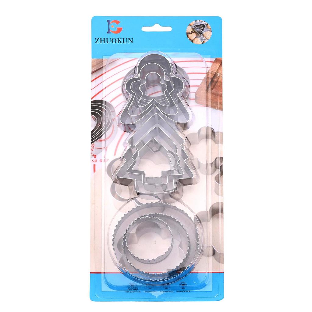 Stainless Steel Cookie & Fruit Cutter Set - Pentagram, Four-Pointed Star, Heart, Square, Rectangle Shapes