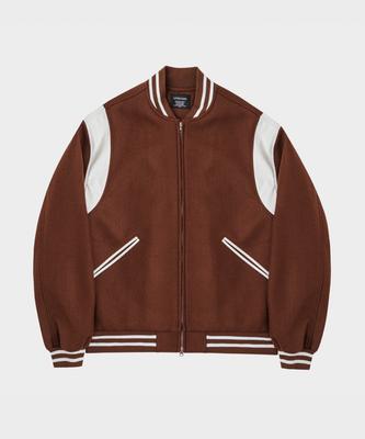 Lettercomo New Word Stadium Wool Varsity Jacket Brown