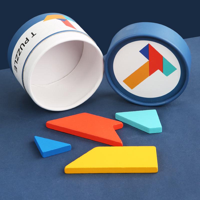 Wooden Variety T-word Puzzle Memory Early Education Puzzle Classical Toy Gift Tangram for Primary School Students