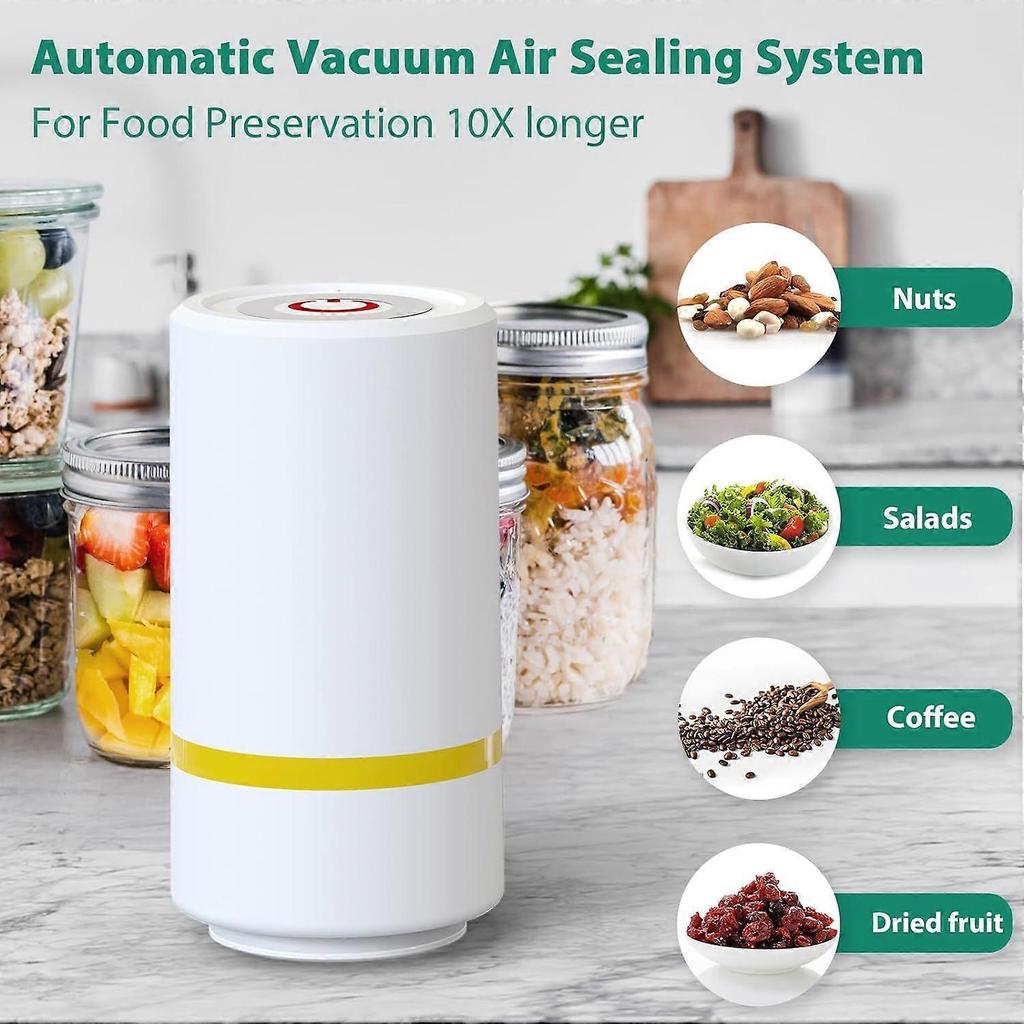 Vacuum Sealer Food Vacuum Keeper for Wide and Normal Mouths for Food Storage, White