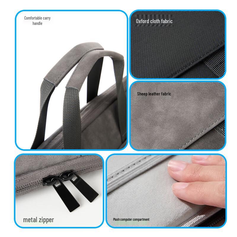 REWELL Full-Opening PU Nubuck Laptop Tote Bag