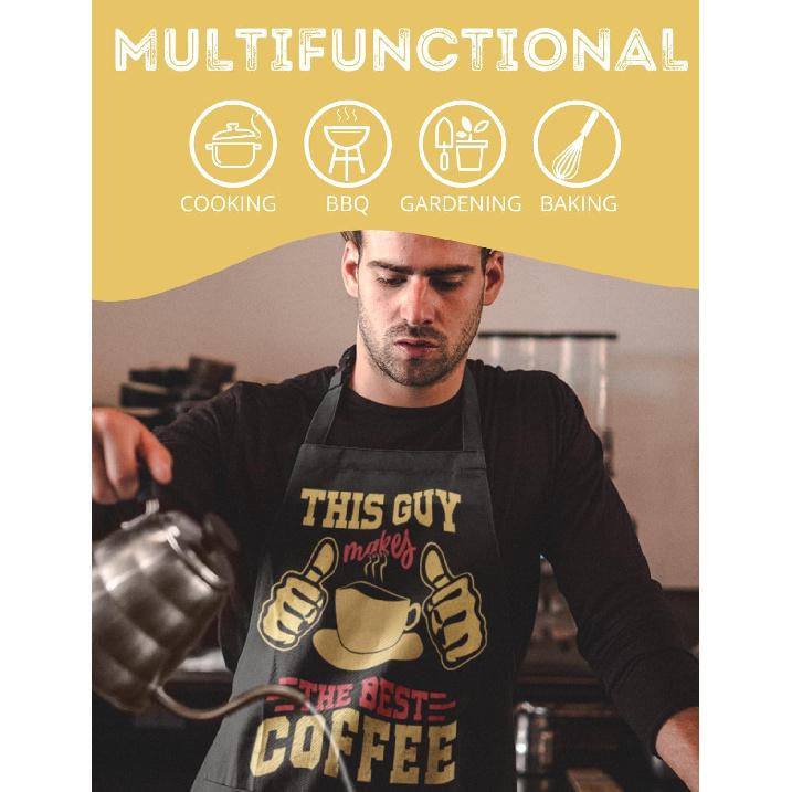 InnoBeta Coffee Gifts for Men/Women, Barista Apron with Pockets and Adjustable Neck Strap, Barista Gifts