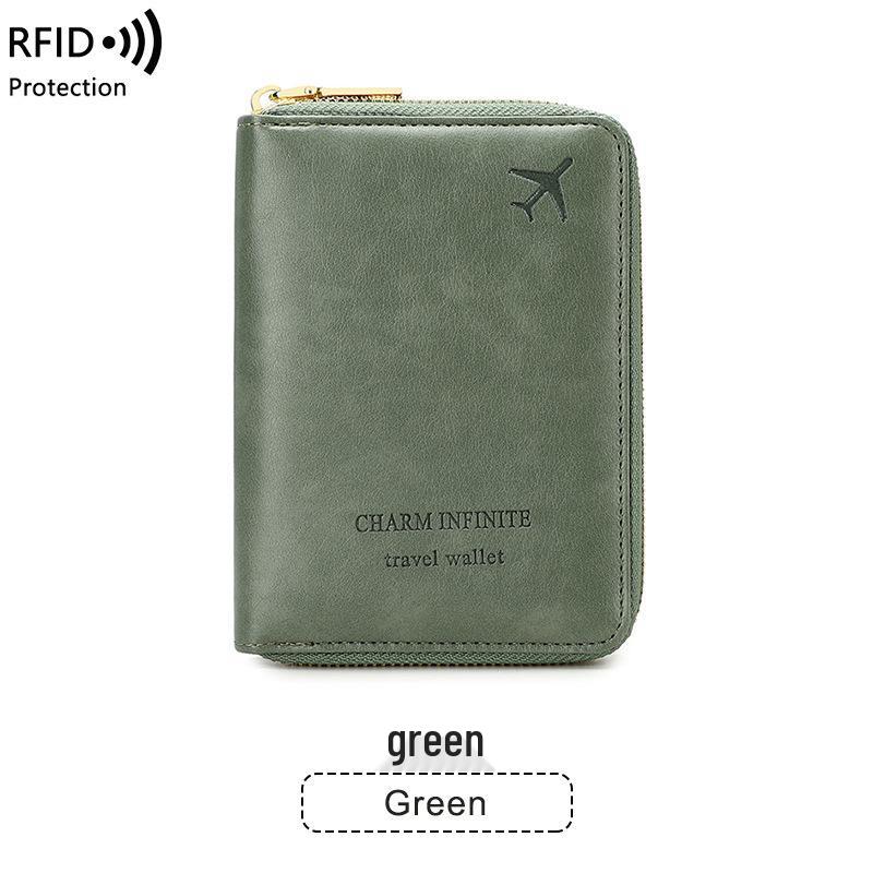 2024 RFID-Blocking Passport Holder: Multifunctional Zipper Travel Document Bag