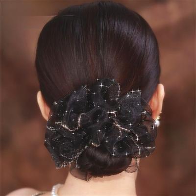 Elegante Anello per Capelli Floreale Nero Bohemien con Decorazioni Scintillanti - Perfetto per Compleanni e Occasioni Speciali, Accessorio Festivo