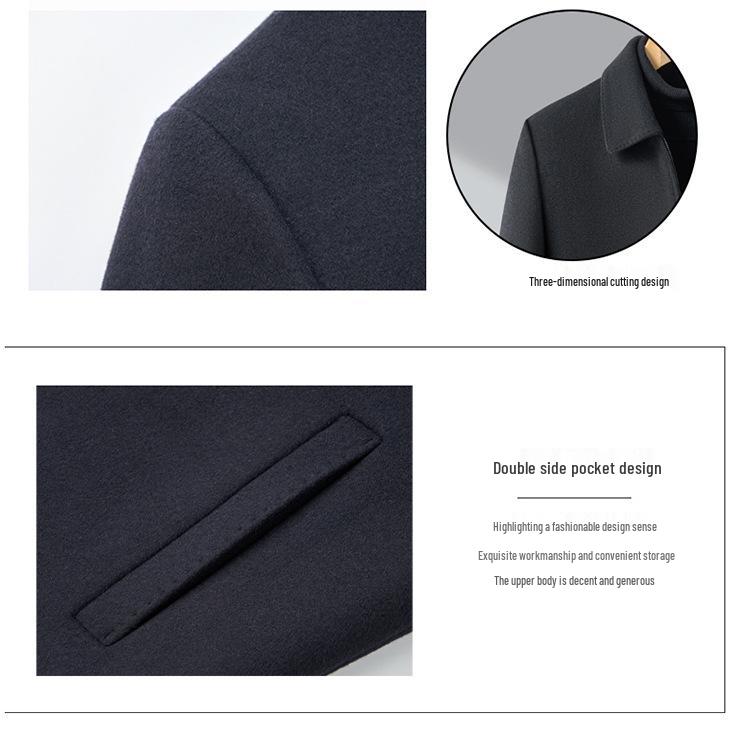 Men's Wool Jacket with Detachable Down Liner - Short Lapel Coat for Middle-aged & Elderly
