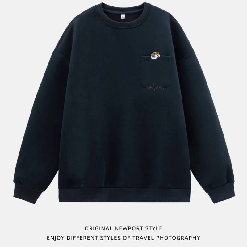 Vintage Embroidered Round Neck Sweatshirt For Casual Autumn Wear